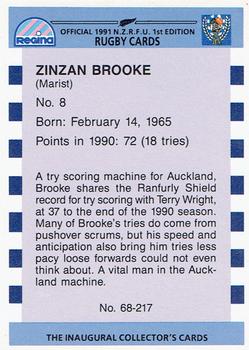 1991 Regina NZRFU 1st Edition #68 Zinzan Brooke Back